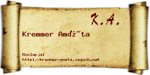 Kremmer Amáta névjegykártya